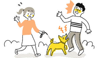 リードなしで散歩させる飼い主と、じゃれついてきた犬を蹴ったり叩いたりした場合、お互いの法的リスク