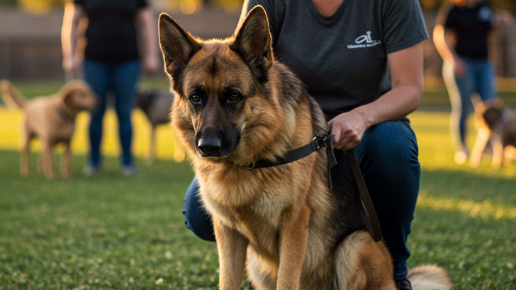 少しうつろな表情のジャーマン・シェパード。